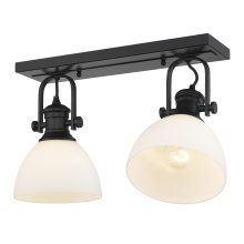 Golden 3118-2SF BLK-OP - Yep by Golden Lighting Hines 2-light Semi-Flush Mount in Matte Black and Opal Glass